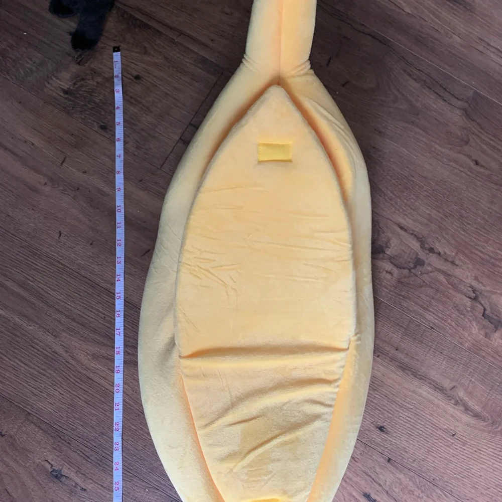 Yellow Banana Shaped Plush Cat Bed